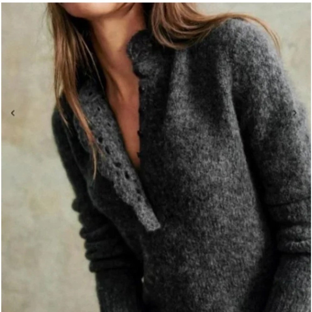 Sezane Angelita Kid Mohair Lace Detail Wool Midi Sweater Dress Size XS - Picture 5 of 13